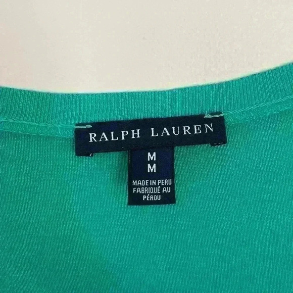 Ralph Lauren Womens Short Sleeve V-Neck TShirt Medium Tee Blue Pony Logo Preppy - Picture 3 of 4
